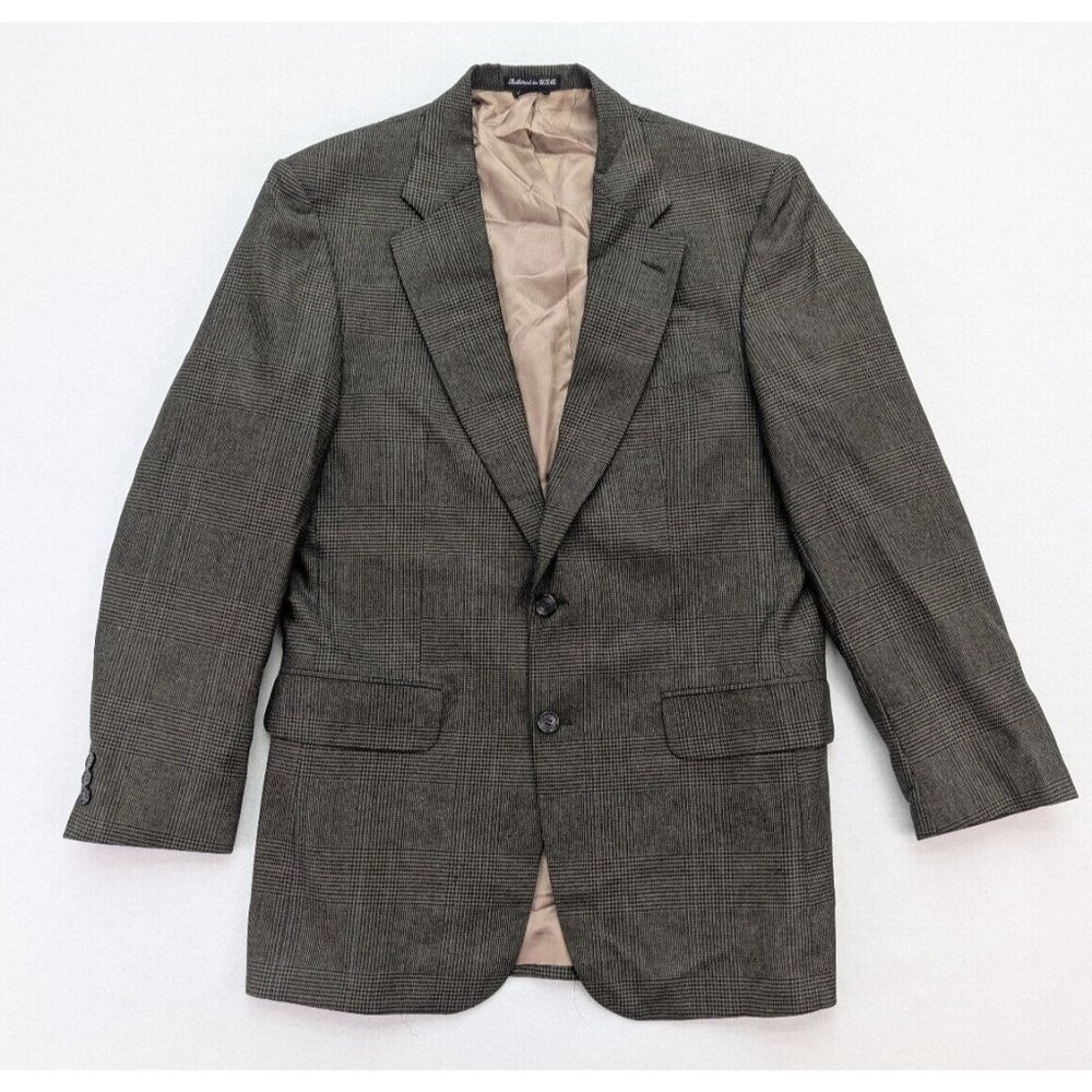 Daks London Vintage Men's Blazer Jacket Sport Coat Size 40L Brown Plaid